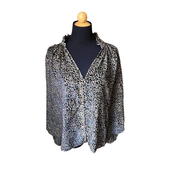 ANTHROPOLOGIE NWT LEOPARD PRINT BLOUSE SIZE MEDIUM MSRP $128 - Picture 1 of 6